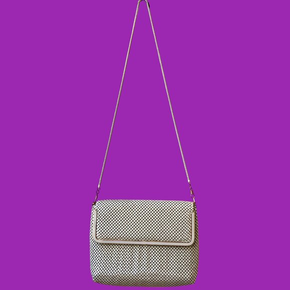 Vintage Pelle Italia White Metal Mesh Evening Handbag Shoulder Bag or Clutch - Picture 5 of 13